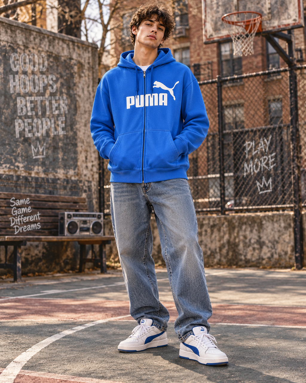 Puma Ανδρική Ζακέτα Μπλε – XL