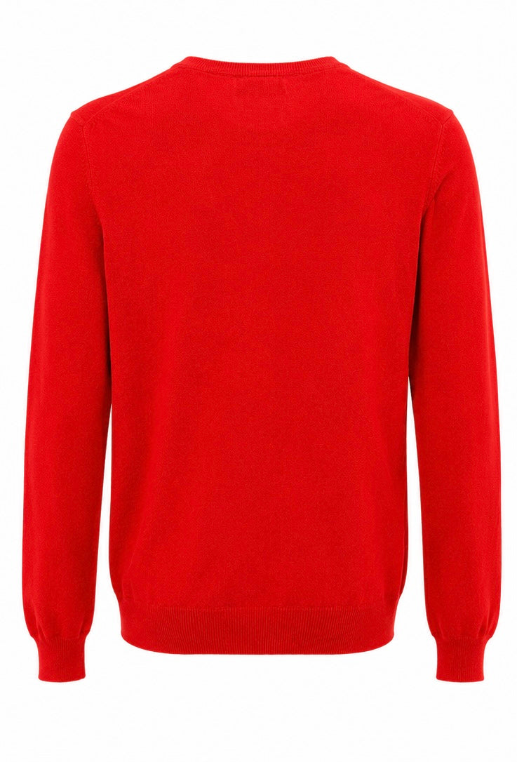 Rifle Fine Knit Crew Neck Sweater – Red-M