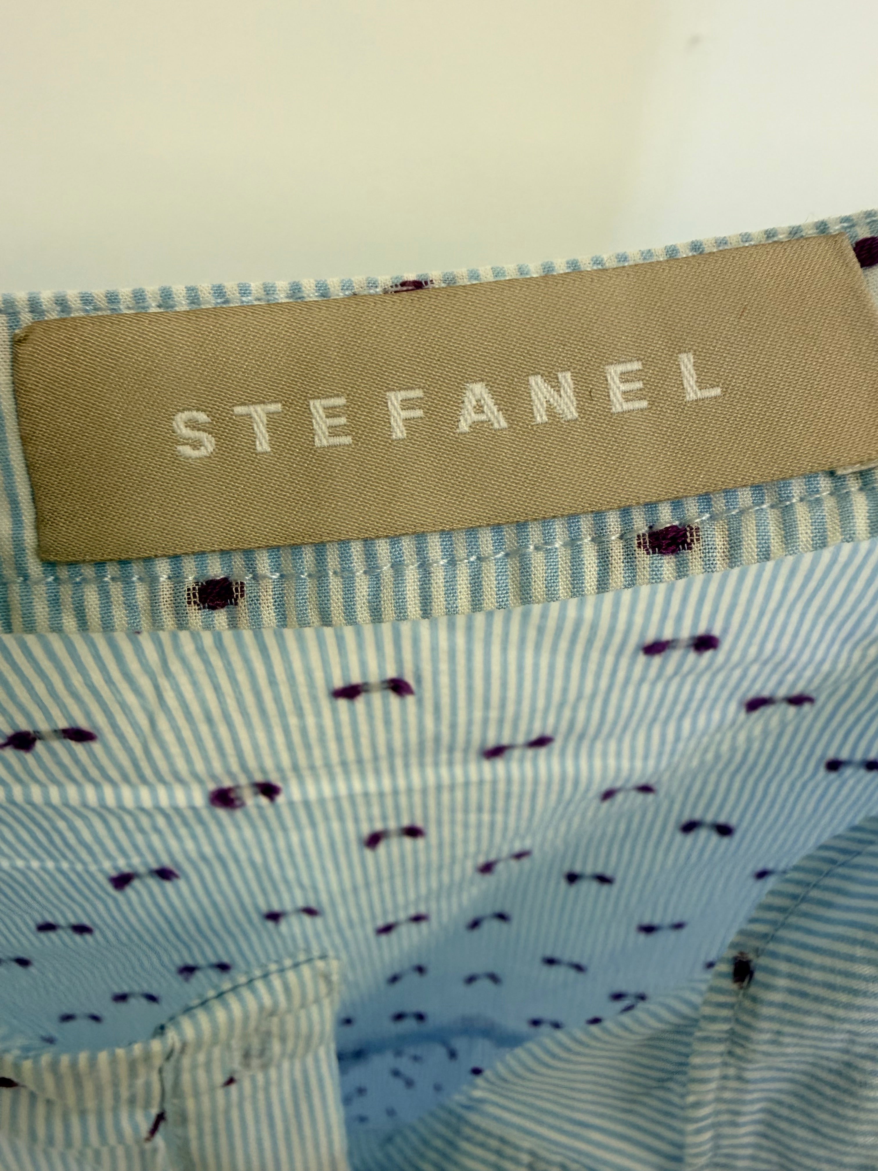 Stefanel Γυναικεία Ριγέ Μπλούζα με Βολάν – Γαλάζια-L
