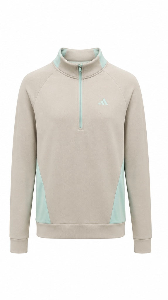 Adidas Ανδρικό Φούτερ Half-Zip – Εκρού / Mint – Large