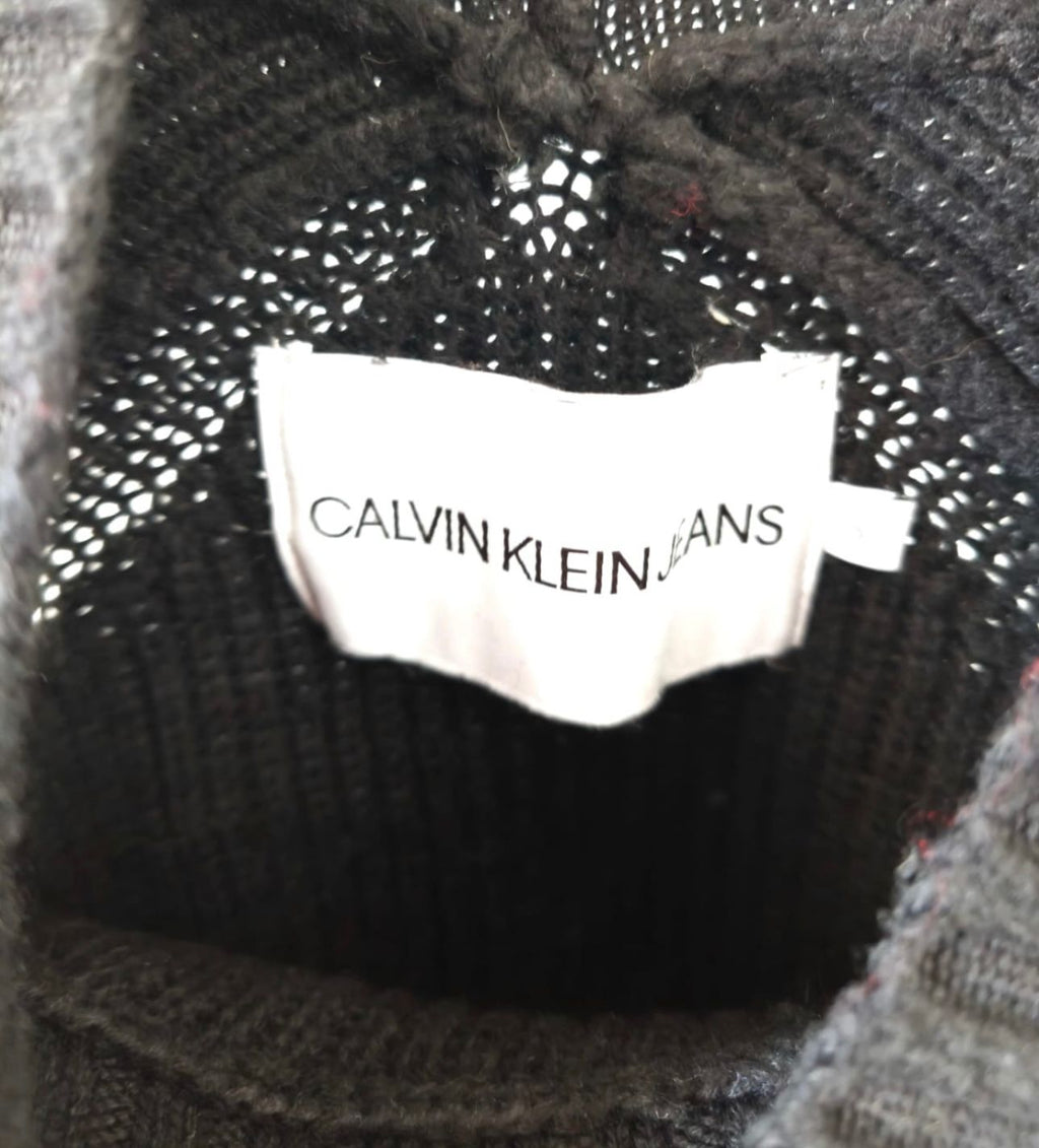 Calvin Klein Jeans Γυναικείο Πλεκτό Πουλόβερ CK Logo Μαύρο-XL