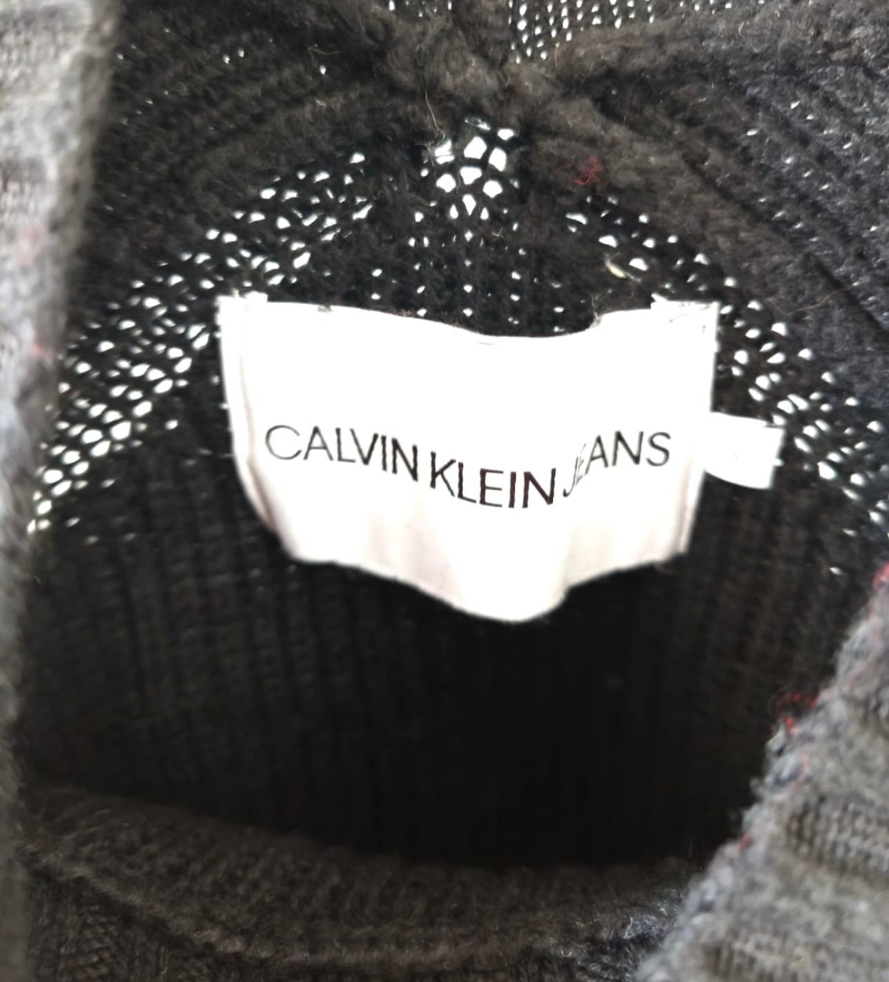 Calvin Klein Jeans Γυναικείο Πλεκτό Πουλόβερ CK Logo Μαύρο-XL