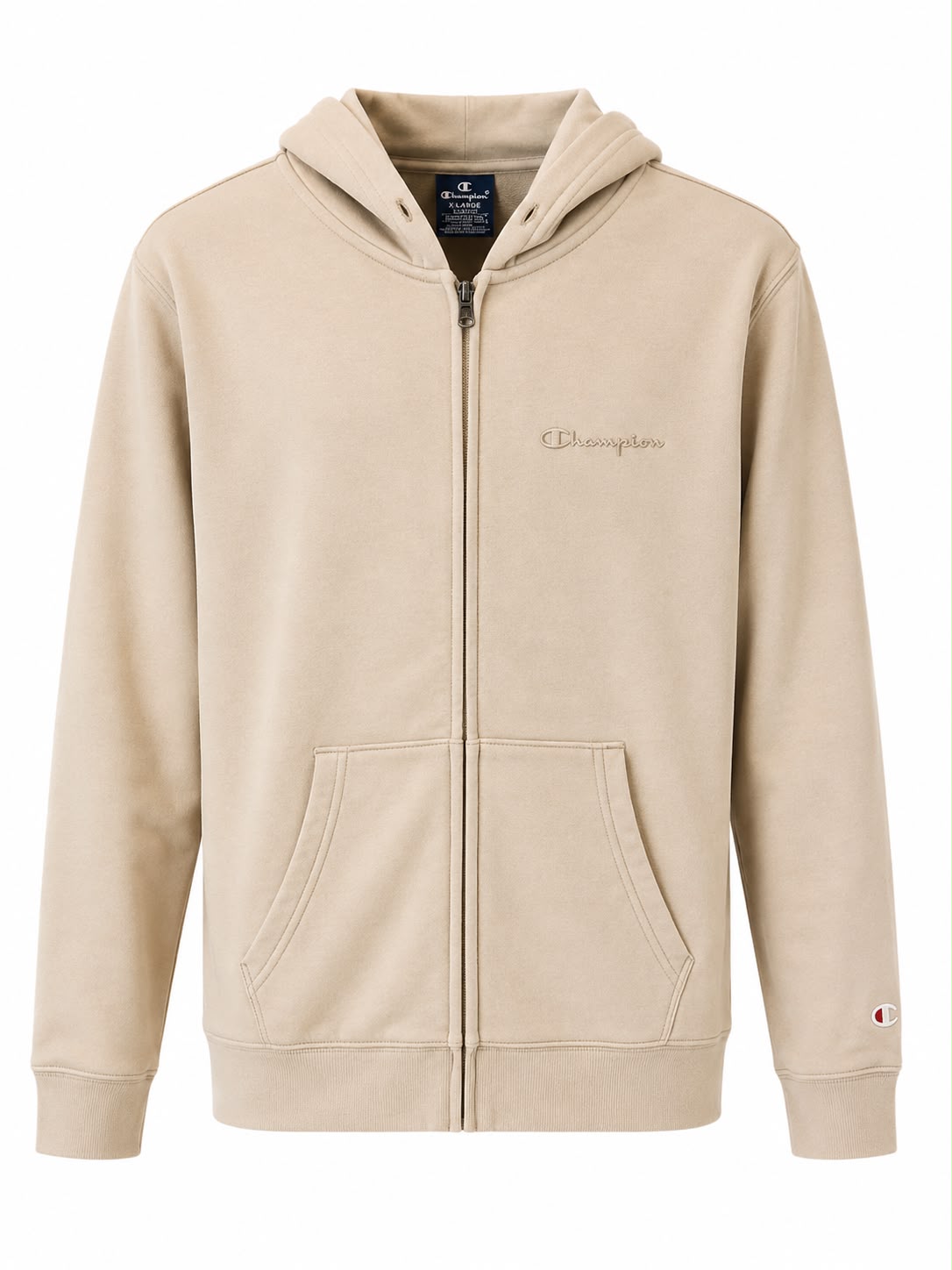 Champion Full Zip Hoodie – Beige-M
