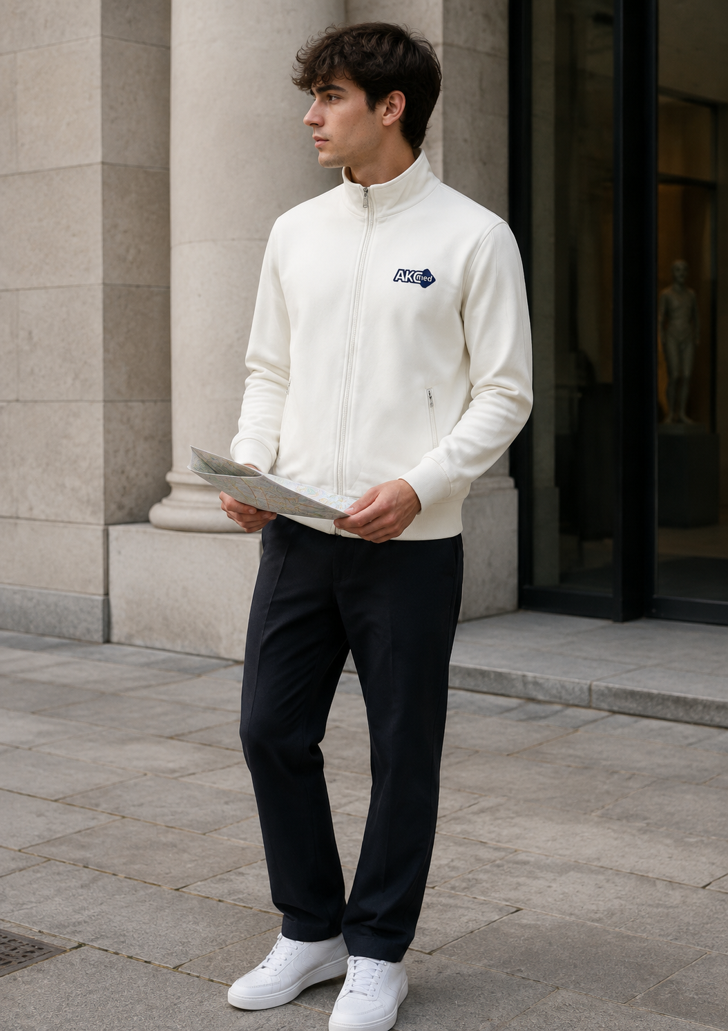 Adlev Ανδρική Ζακέτα Φούτερ Full Zip – Εκρού – L
