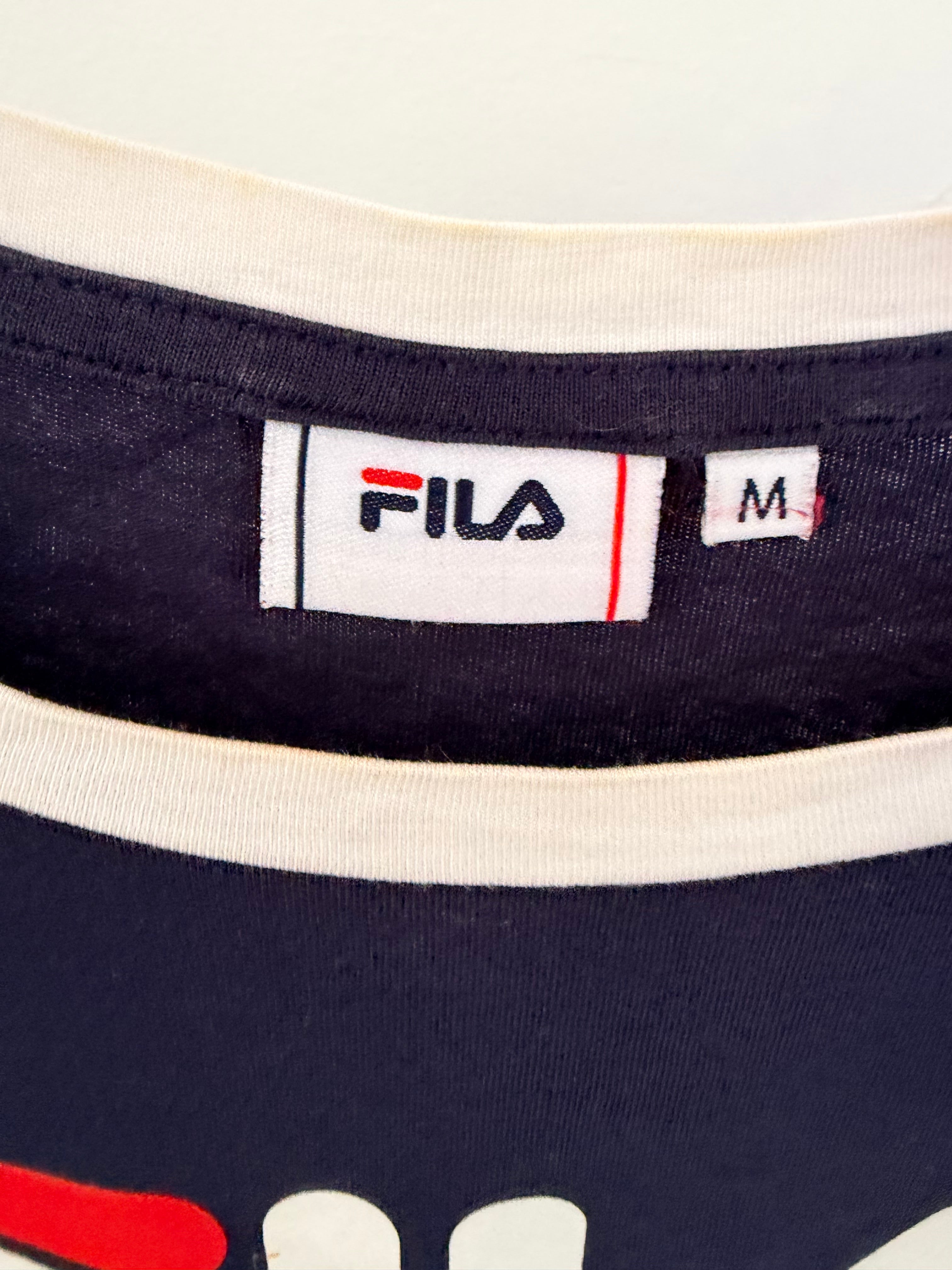 FILA Γυναικείο Logo T-Shirt – Μπλε / Κόκκινο-M