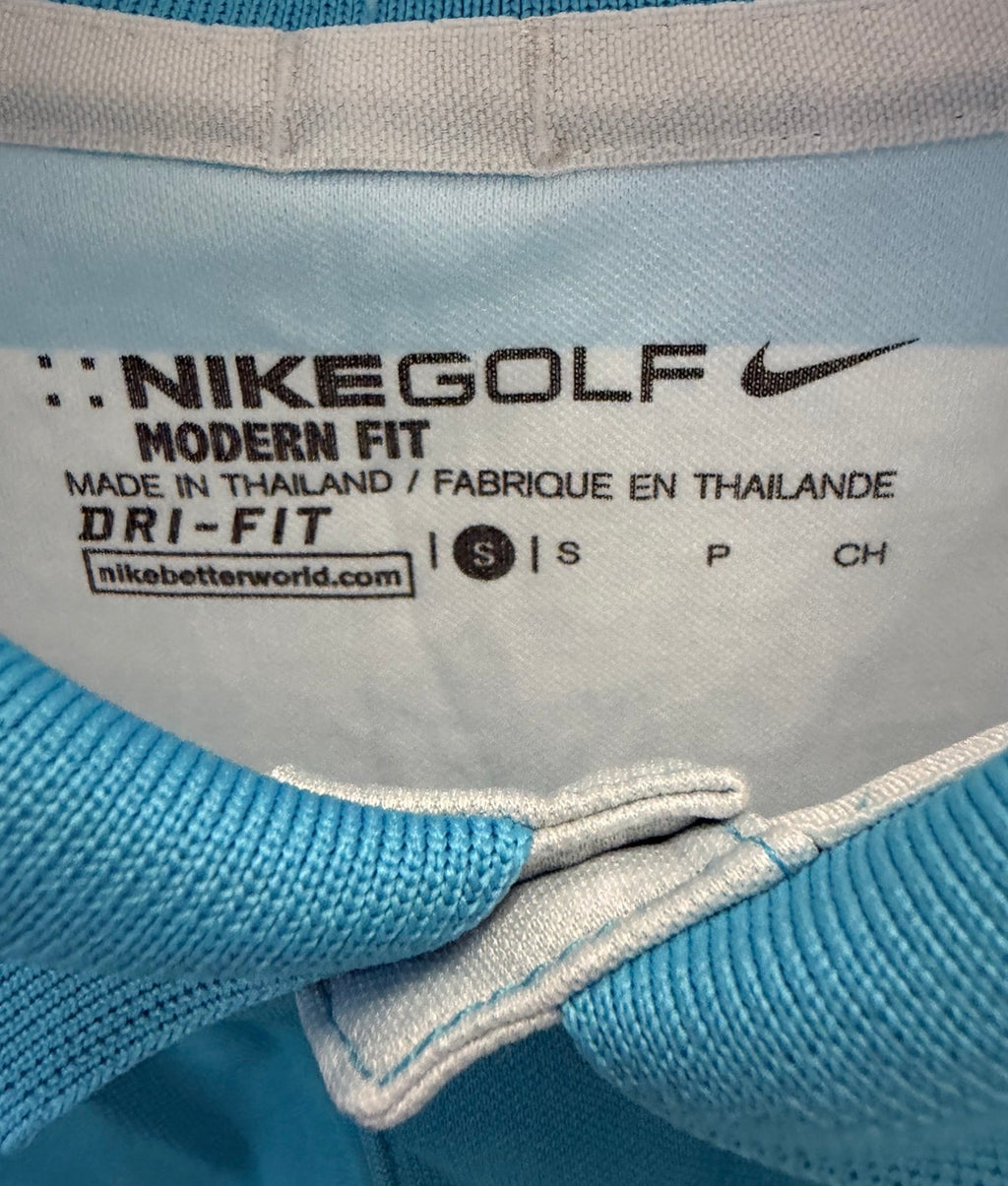 Nike Golf Striped Turquoise & White Polo Shirt-S