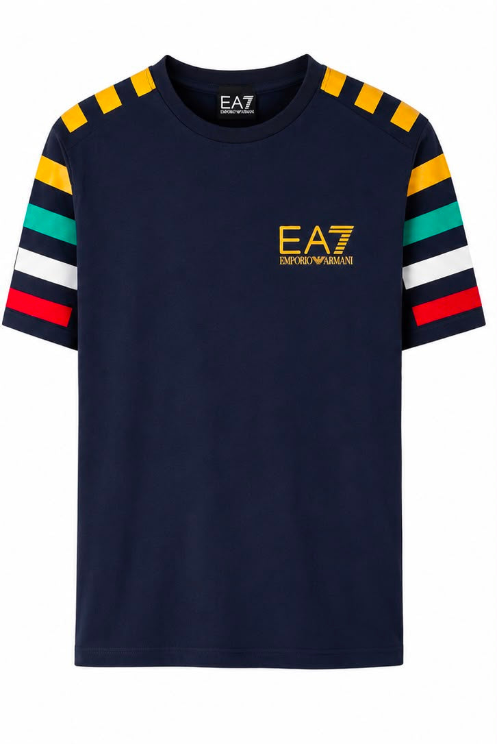 EA7 Emporio Armani Ανδρικό T-Shirt Navy Πολύχρωμες Λεπτομέρειες-M