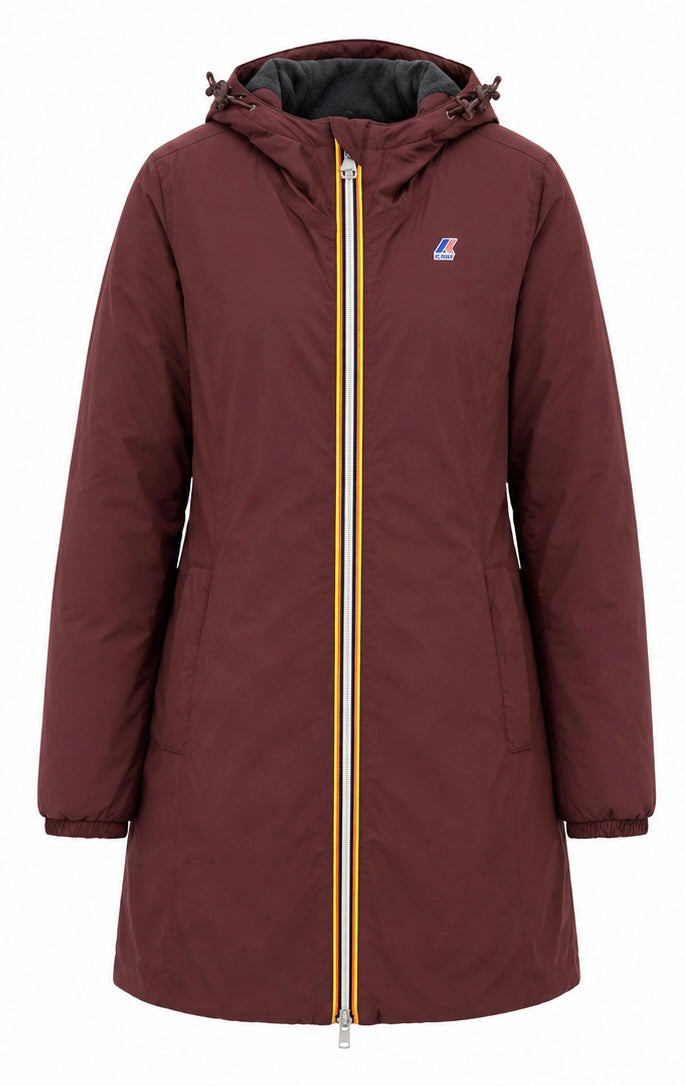 K-Way Long Hooded Jacket – Burgundy-L