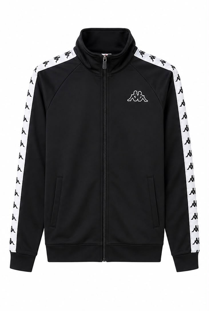Kappa Track Jacket – Black/White Logo Tape-S