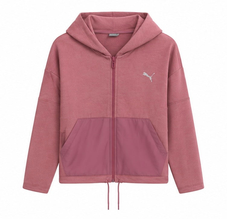Puma Γυναικεία Ζακέτα Ροζ με Κουκούλα - S