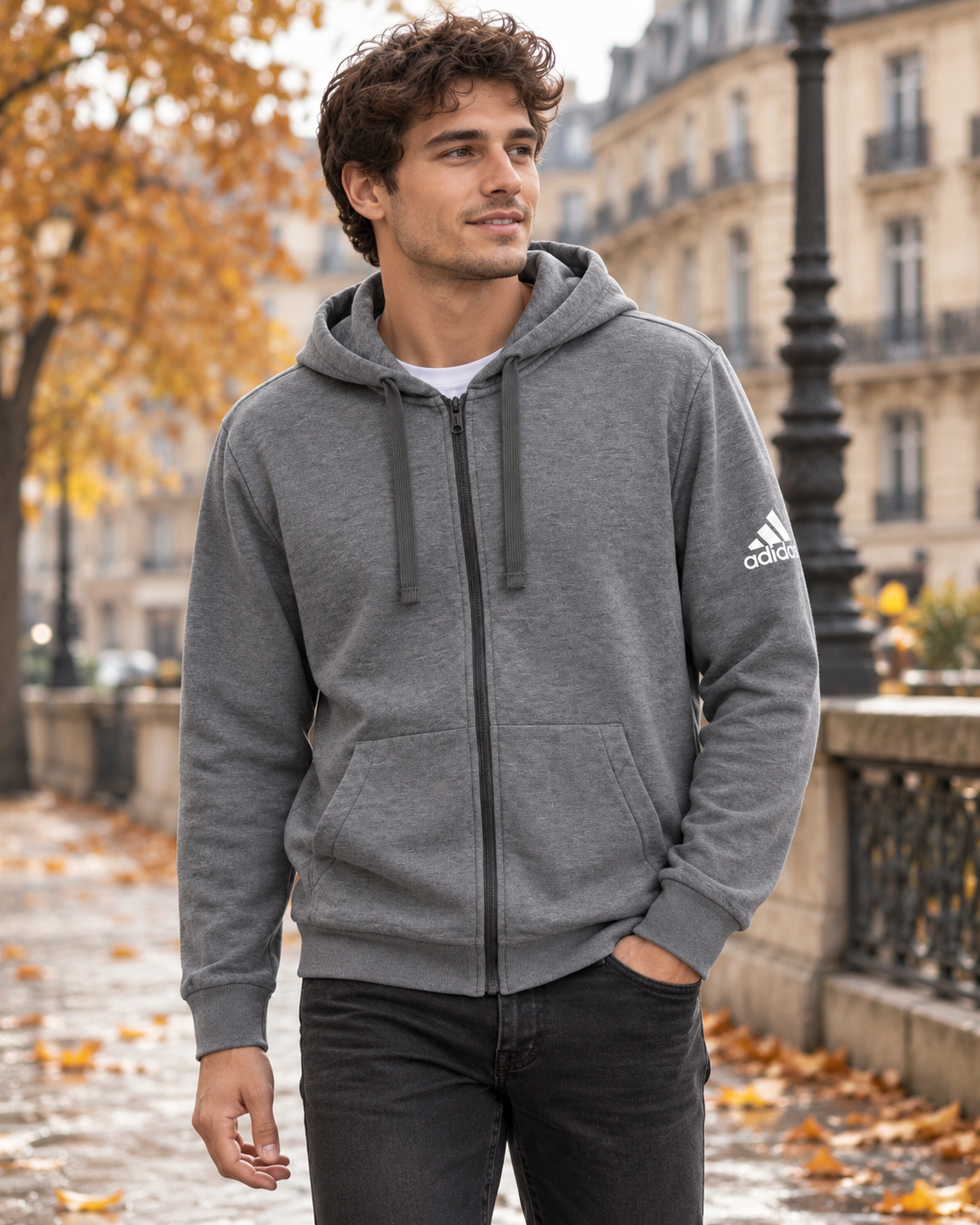Adidas Ανδρική Ζακέτα Γκρι - XL