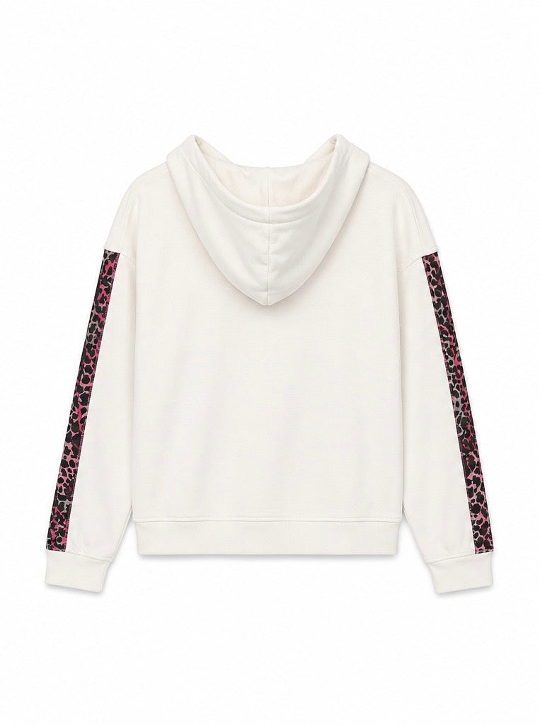 Guess Γυναιεκείο Φούτερ Hoodie – Εκρού / Ροζ Leopard – S