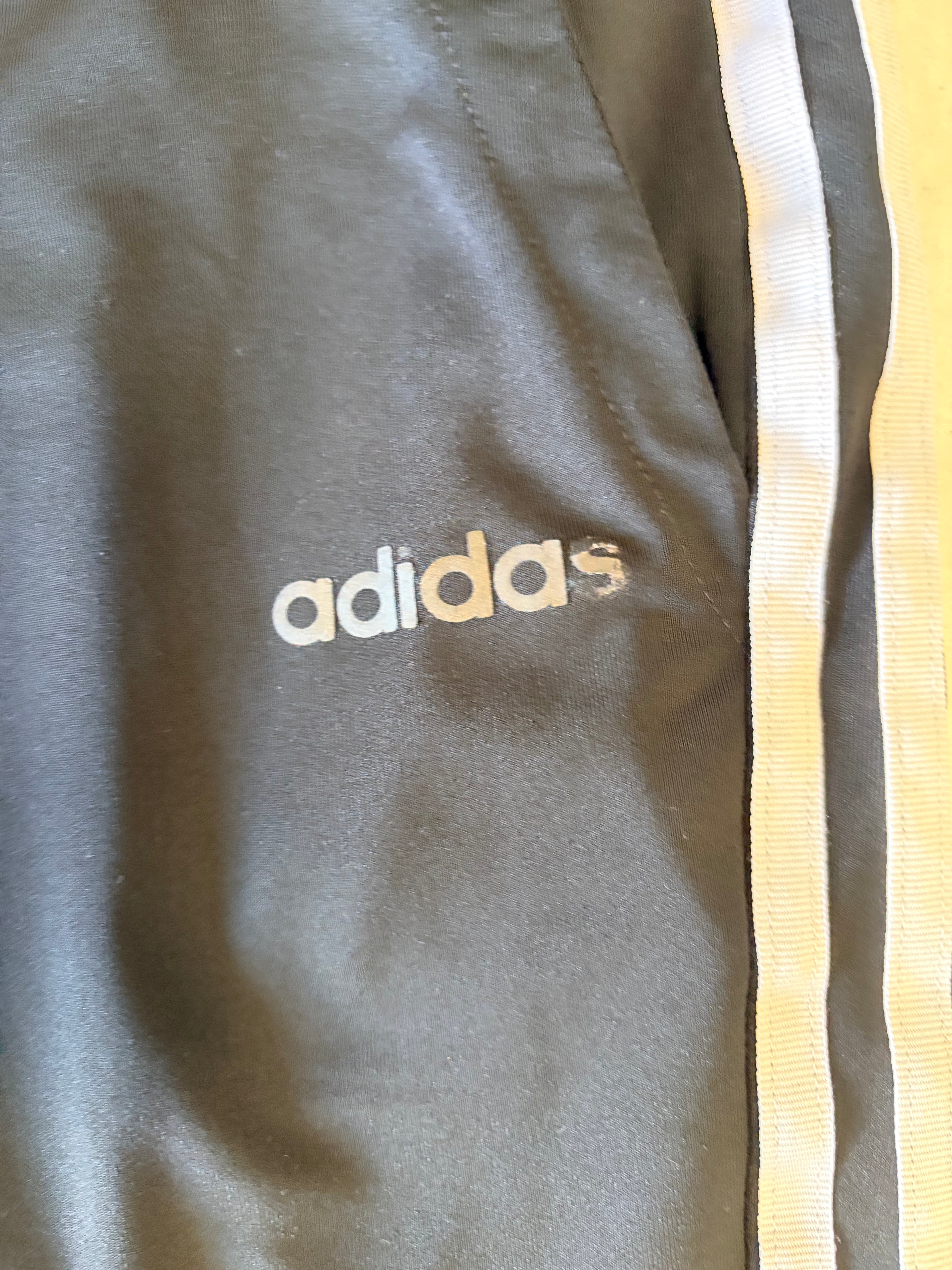 adidas Black 3-Stripes Track Pants-L