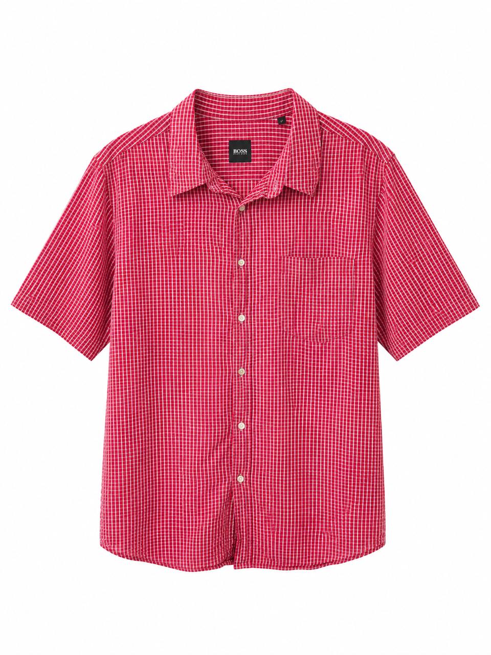BOSS Red Check Short Sleeve Shirt-XXL