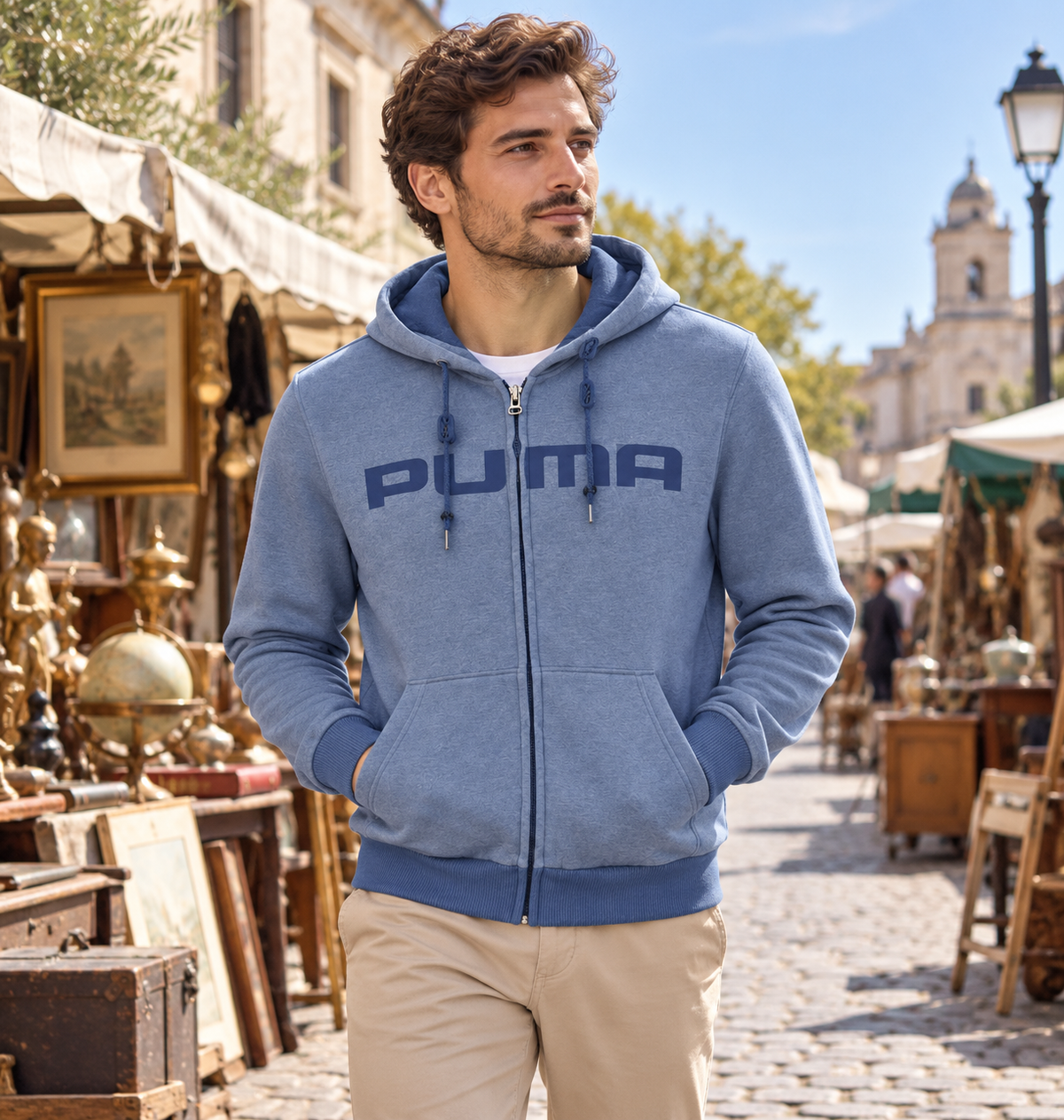 Puma Ανδρική Ζακέτα Μπλε - L
