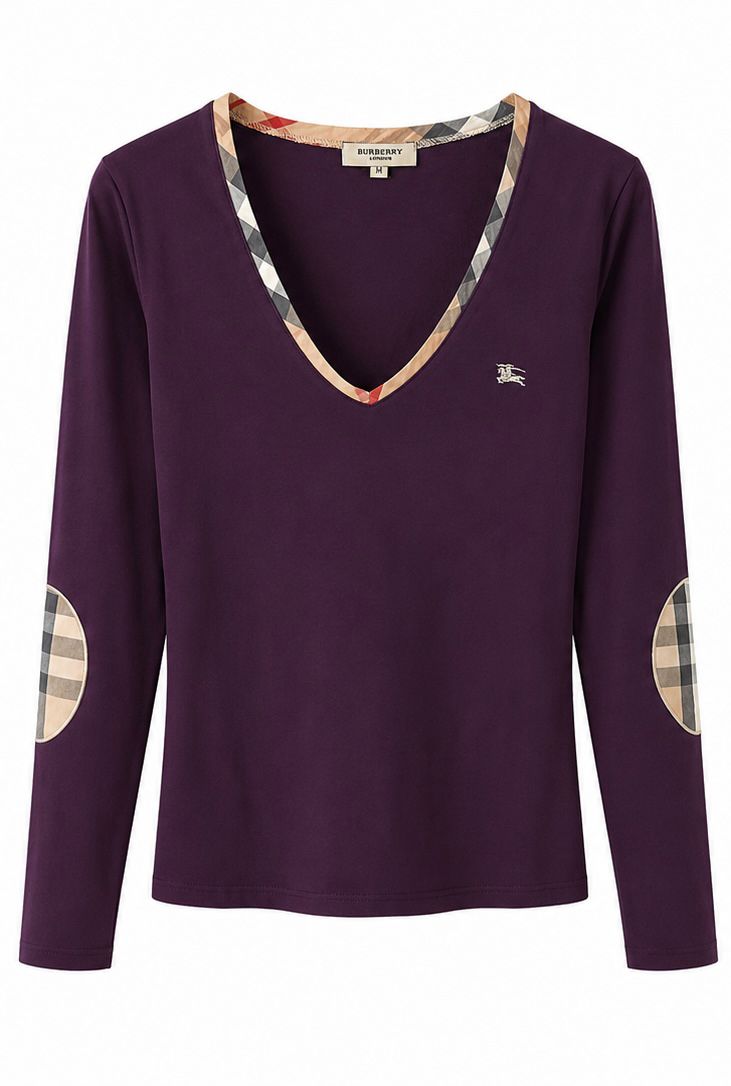 Burberry London Γυναικεία Μπλούζα Μωβ με Nova Check Λεπτομέρειες – M
