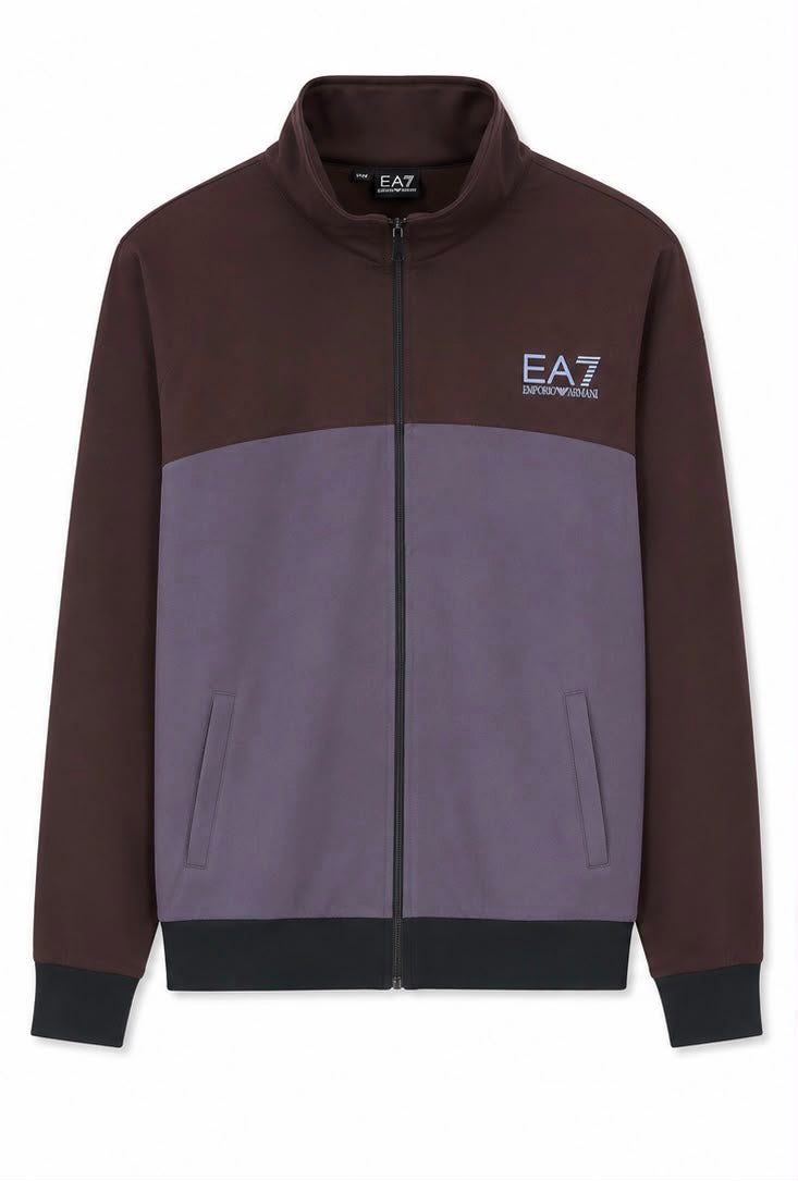 EA7 Emporio Armani Ανδρική Ζακέτα Track Jacket Καφέ/Γκρι-3XL