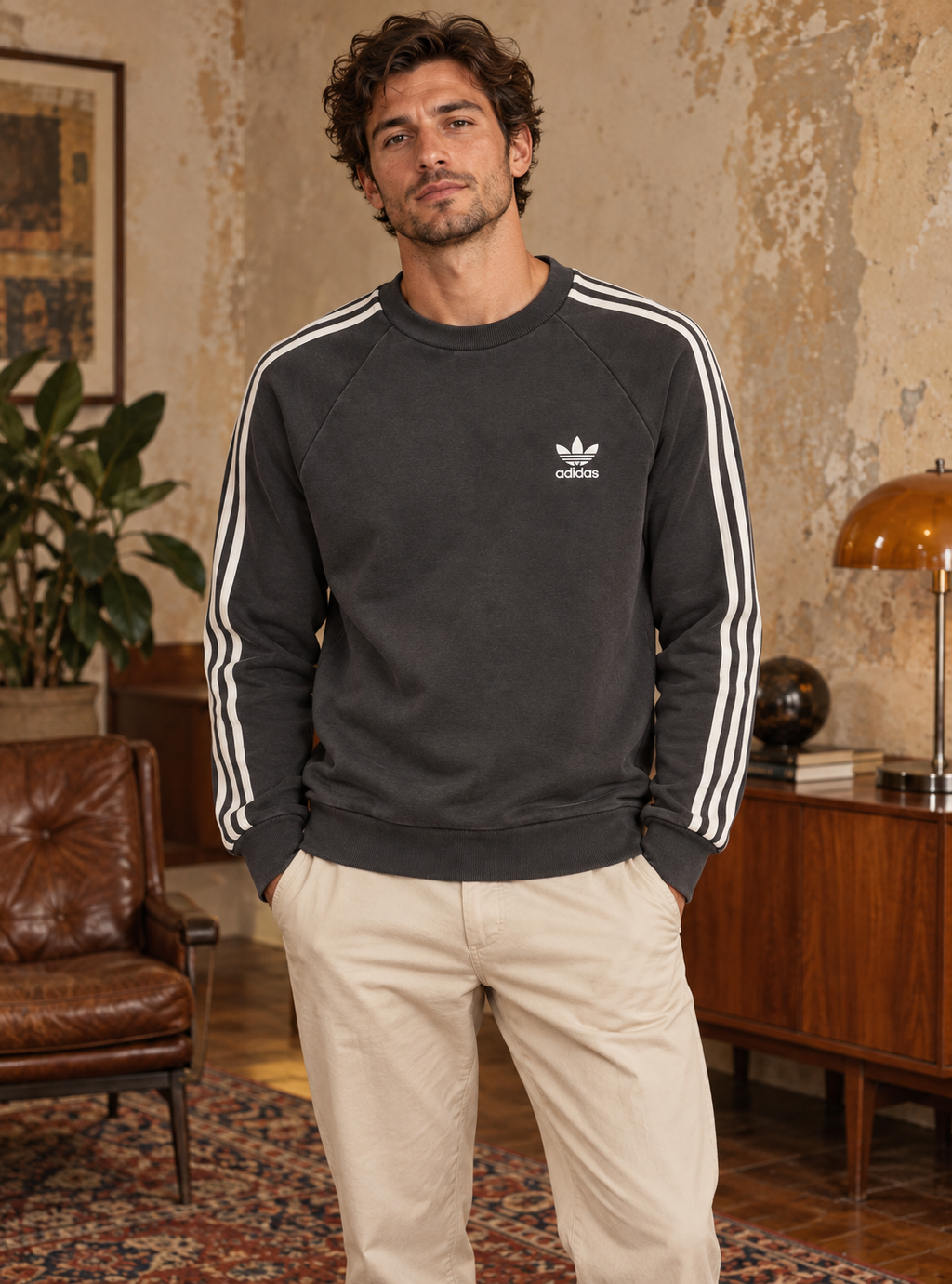 Adidas Ανδρικό Φούτερ Μαύρο - M