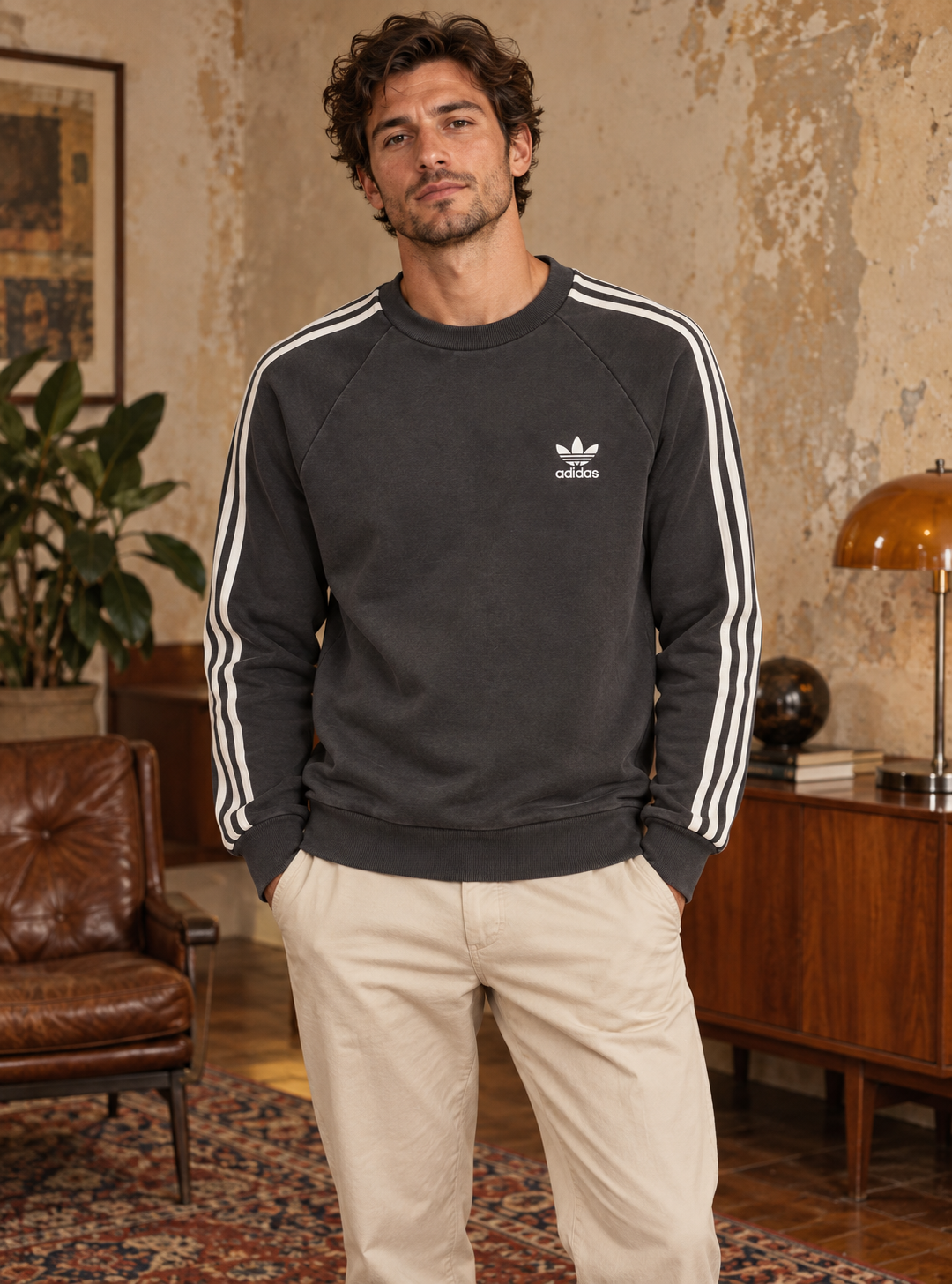 Adidas Ανδρικό Φούτερ Μαύρο - M