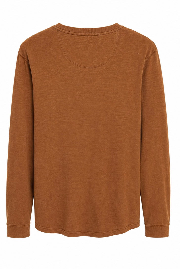 GAP Henley Long Sleeve T-Shirt – Brown-M