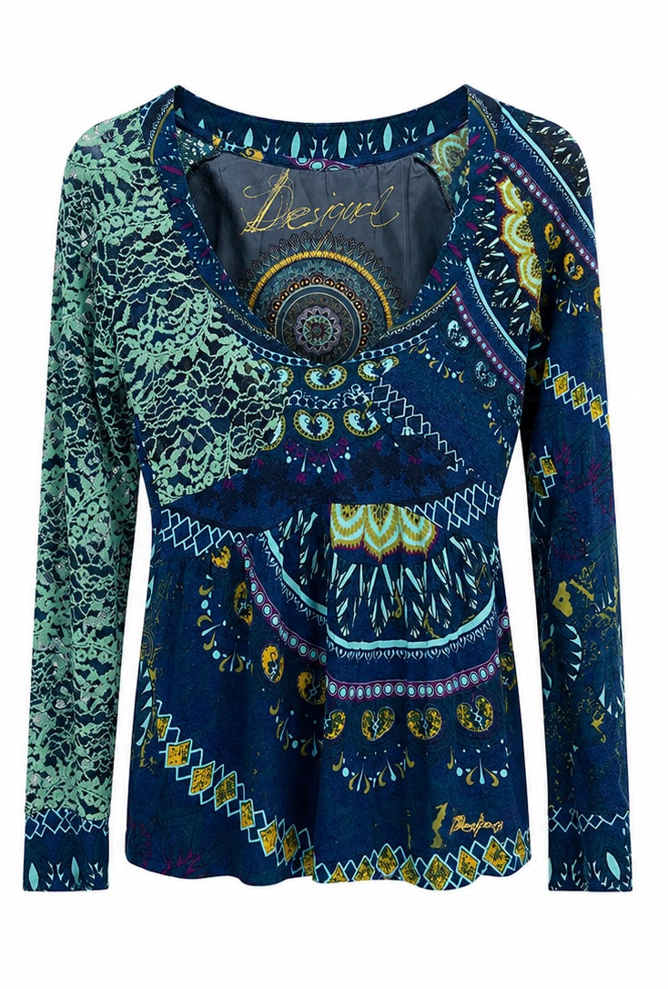 Desigual Printed Long Sleeve Top – Multicolor-M
