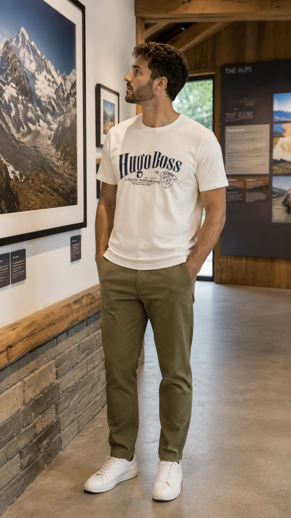 BOSS Ανδρικό T-Shirt Μπλουζάκι – Λευκό –L