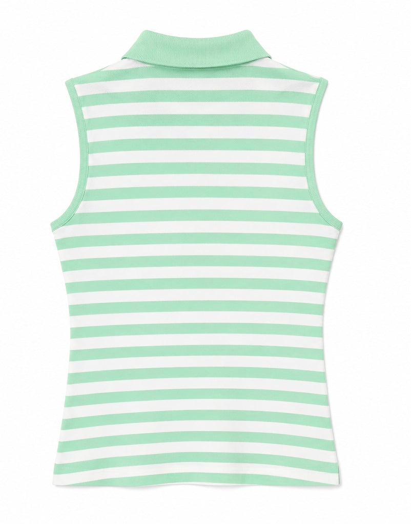 Lacoste Sleeveless Polo – Mint Green & White Striped-36EU