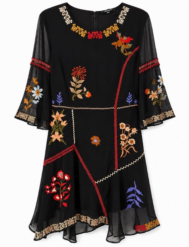 Desigual Embroidered Chiffon Dress –EU42