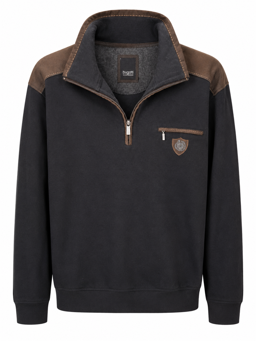 Bugatti Half-Zip Sweatshirt Μαύρο / Καφέ-XL