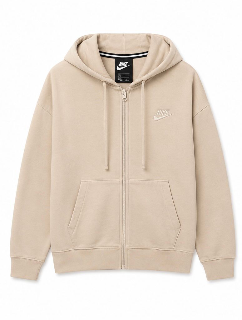 Nike Sportswear Club Fleece Full Zip Hoodie – Μπεζ-L