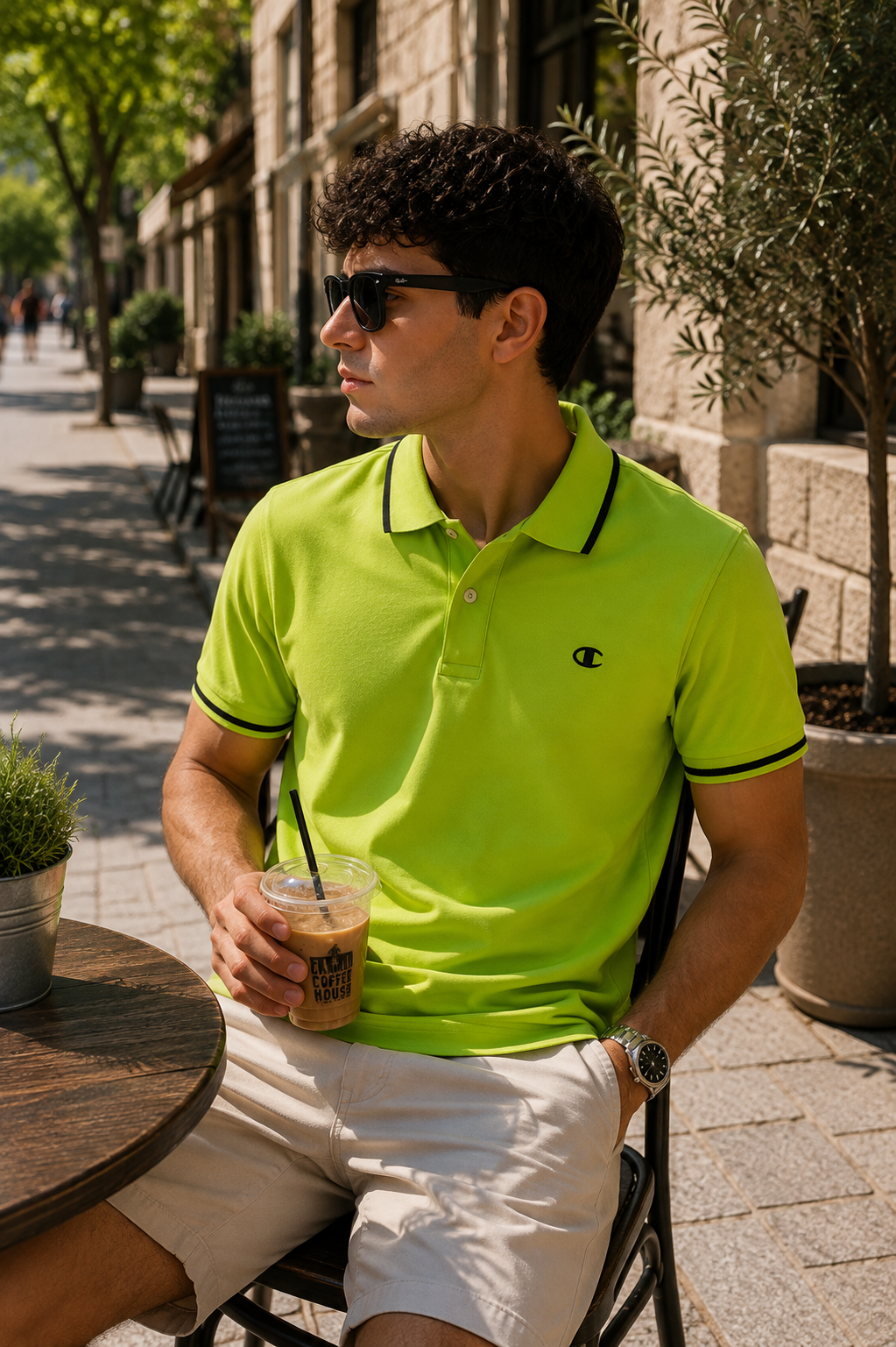 Champion Ανδρικό Polo Μπλουζάκι – Λαχανί – M