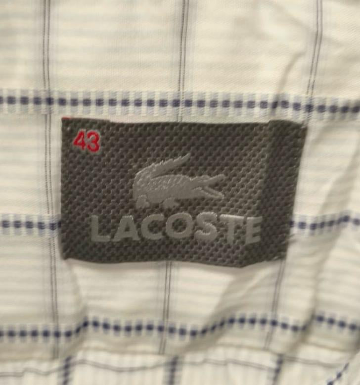 Lacoste Ανδρικό Κοντομάνικο Πουκάμισο – Λευκό Καρό – XL