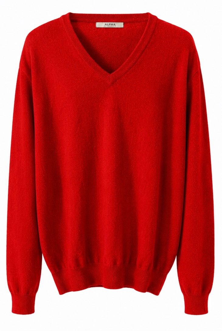 Alpha Studio Κόκκινο V-Neck Πλεκτό-L