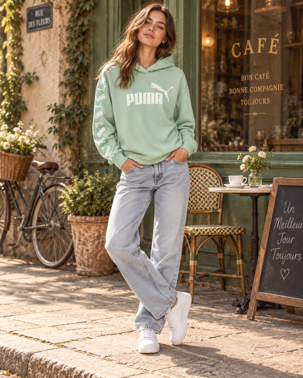 Puma Γυναικείο Φούτερ Πράσινο -S