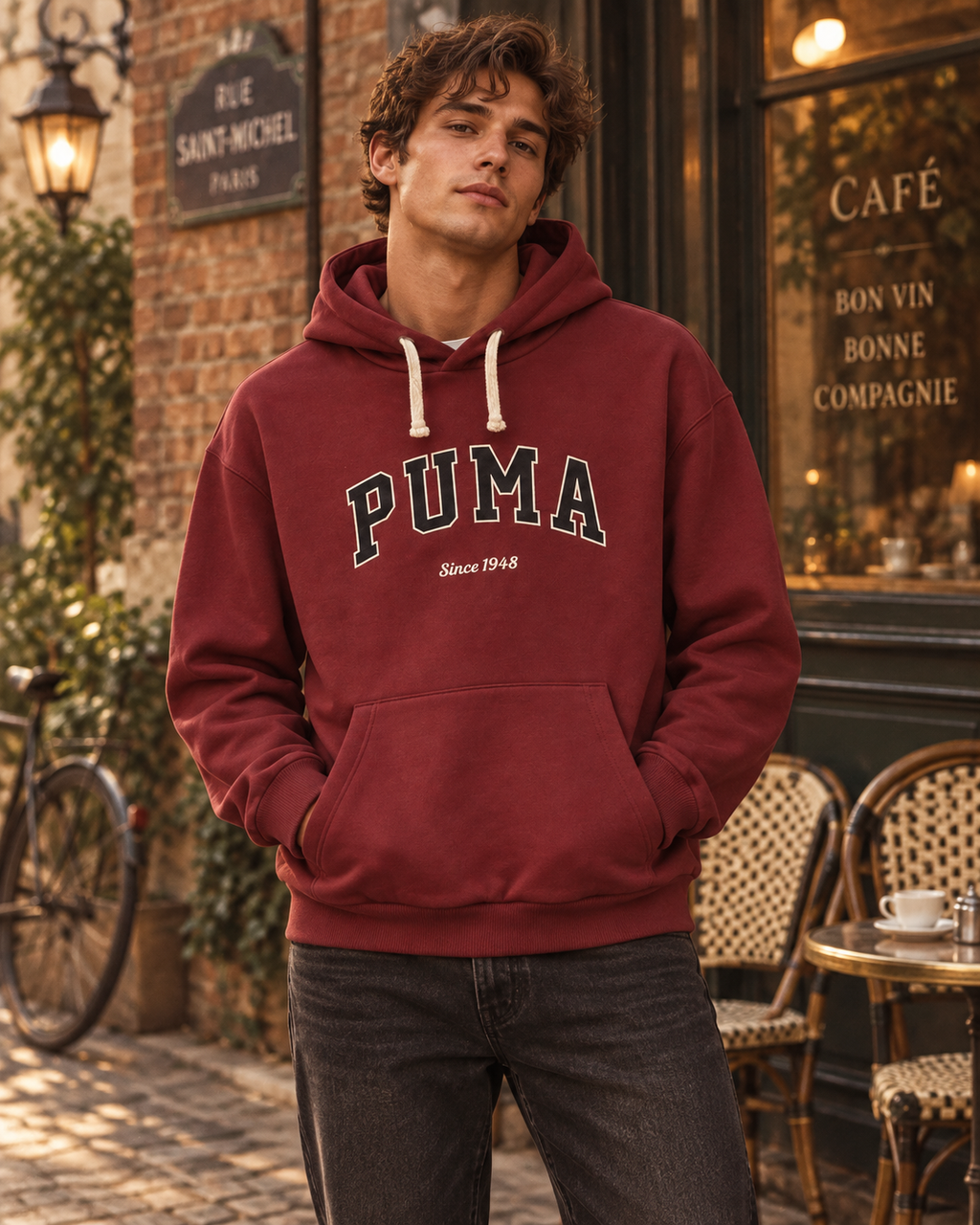 Puma Ανδρικό Φούτερ Μπορντό – M