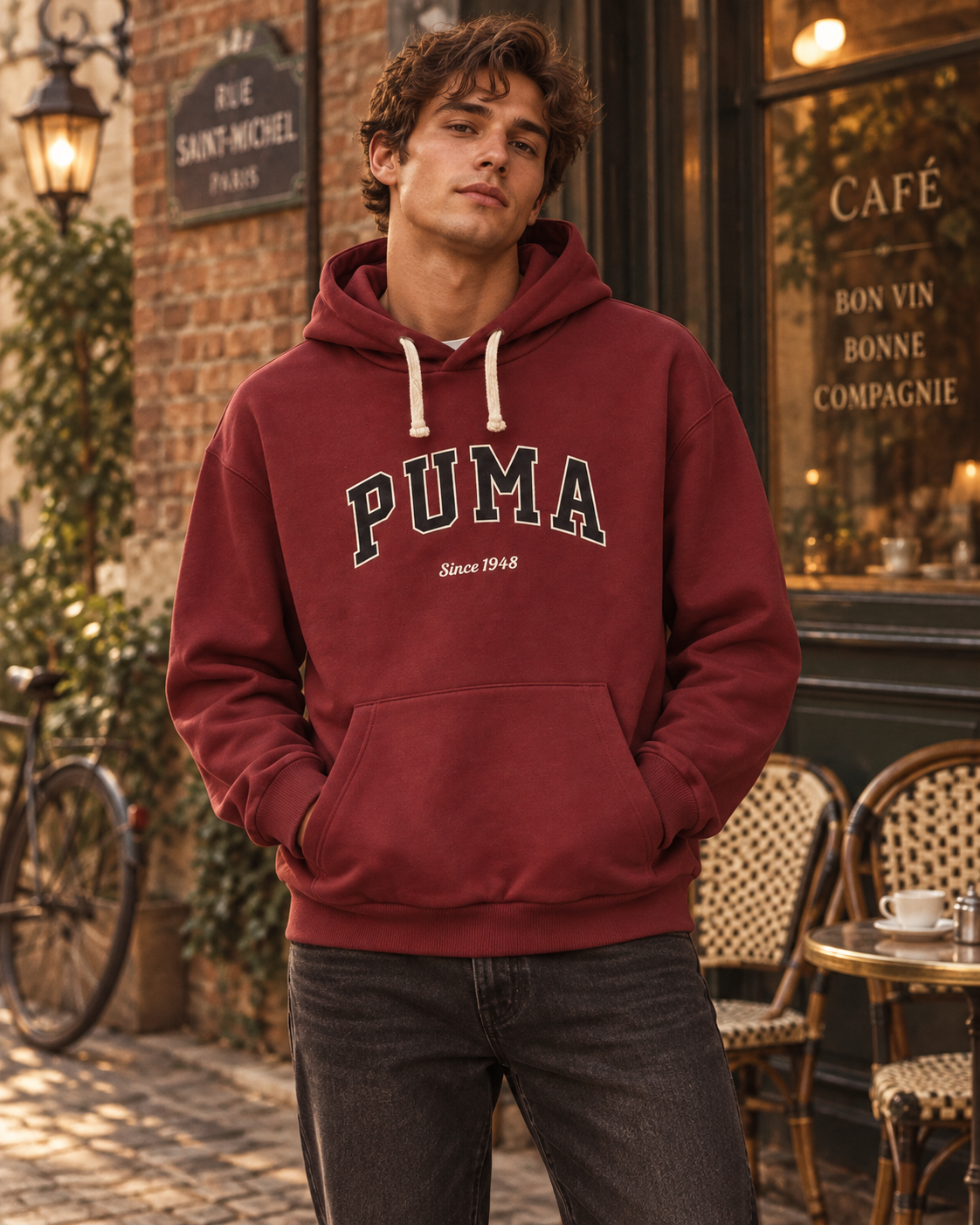 Puma Ανδρικό Φούτερ Μπορντό – M