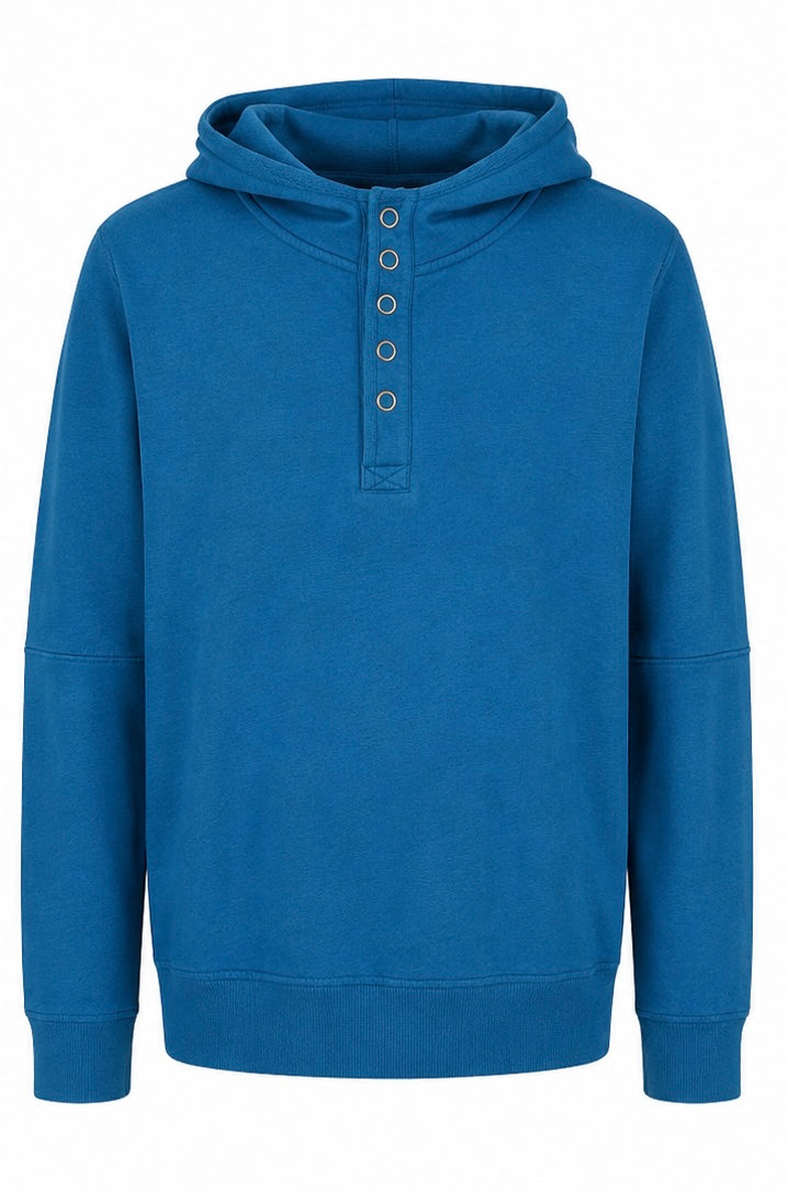 Jack & Jones CORE Μπλε Pullover Hoodie με Κουμπιά-XL