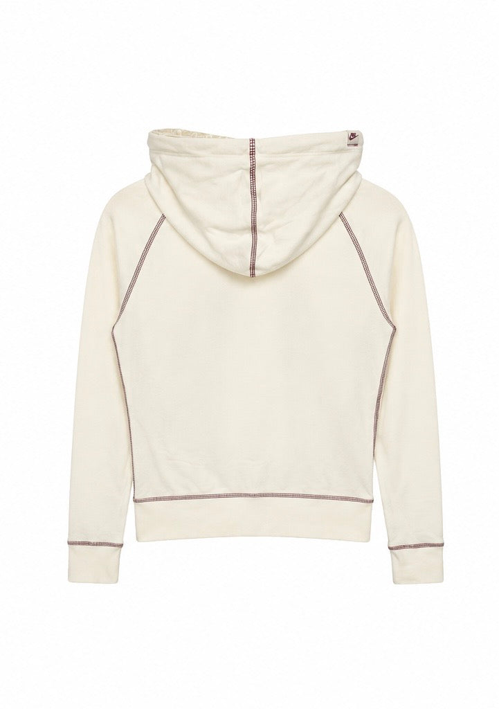Nike Γυναικεία Ζακέτα Hoodie – Εκρού / Μπορντό – S