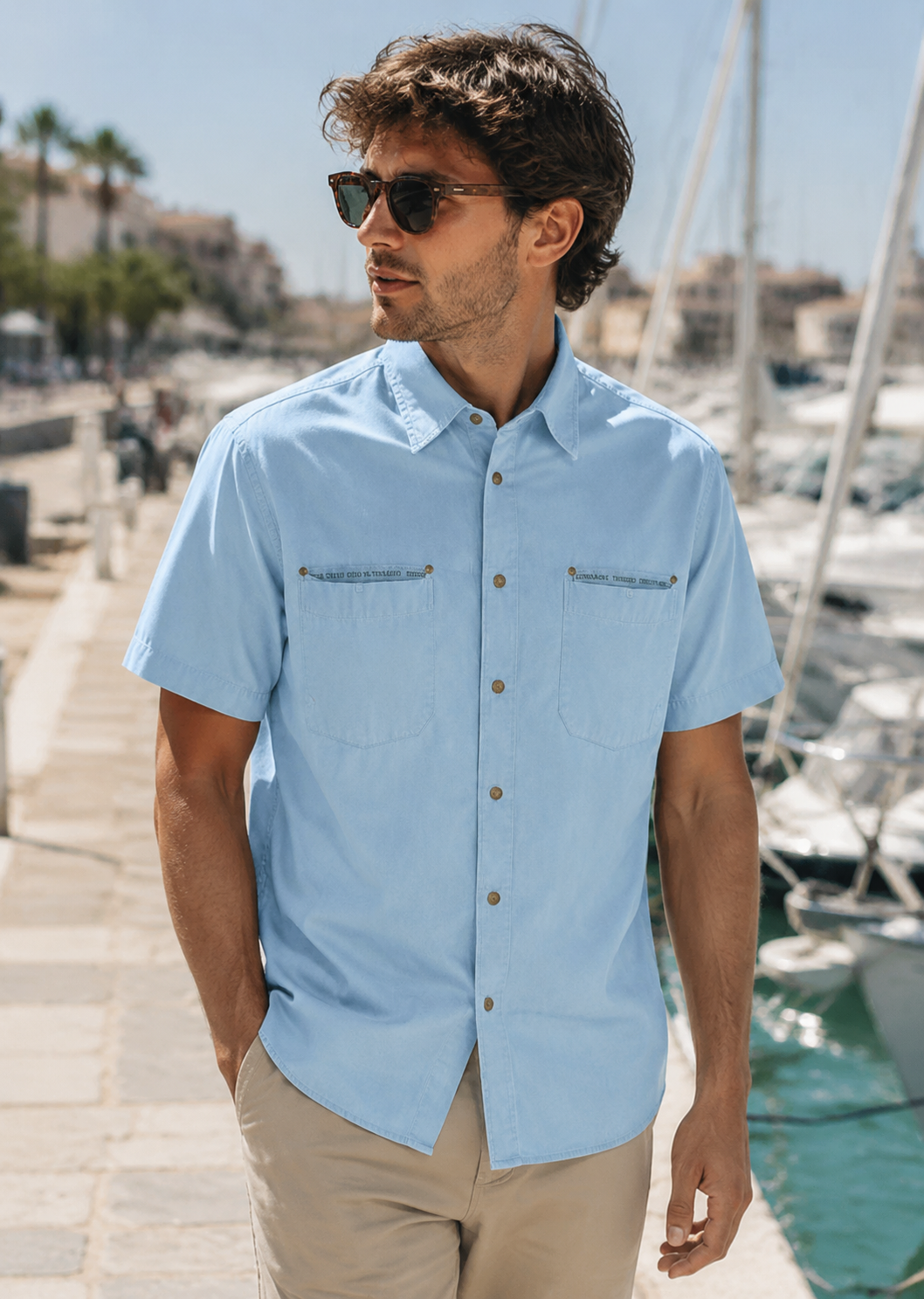 Trussardi Ανδρικό Κοντομάνικο Πουκάμισο – Γαλάζιο – M