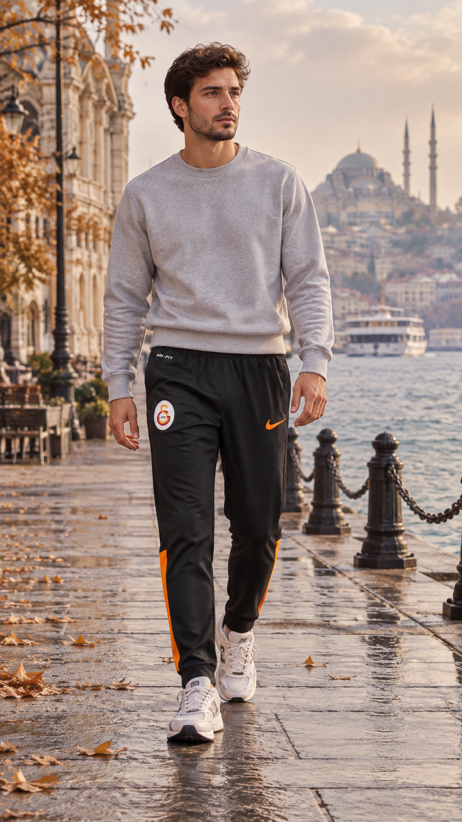 Nike Ανδρικό Παντελόνι Φόρμας – Μαύρο Πορτοκαλί - M