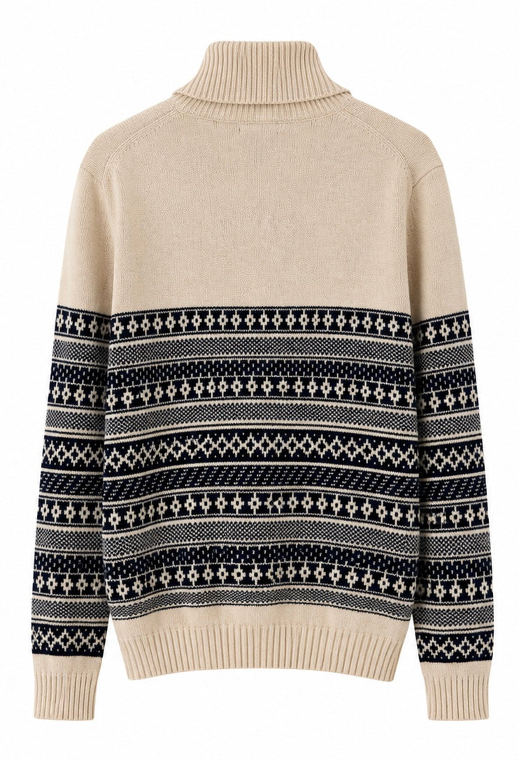 GAP Fair Isle Shawl Collar Sweater – Cream/Navy-L
