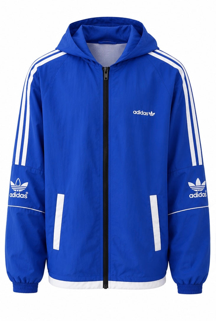 Adidas Originals Μπλε Αντιανεμικό Jacket με Κουκούλα-M