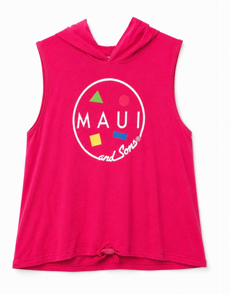 Maui and Sons Γυναικεία Φούξια Αμάνικη Μπλούζα με Κουκούλα-L