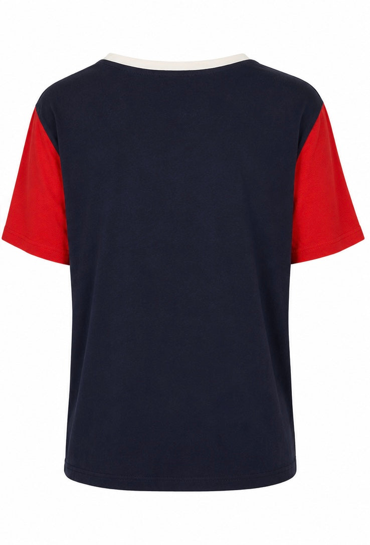 FILA Γυναικείο Logo T-Shirt – Μπλε / Κόκκινο-M