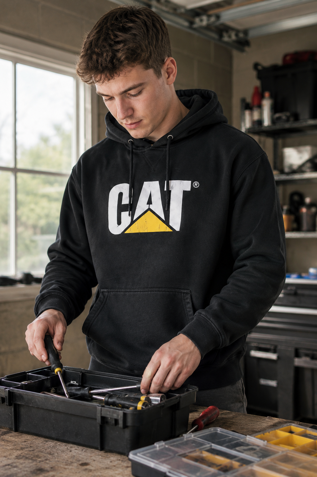Caterpillar Ανδρικό Φούτερ με Κουκούλα – Μαύρο – L