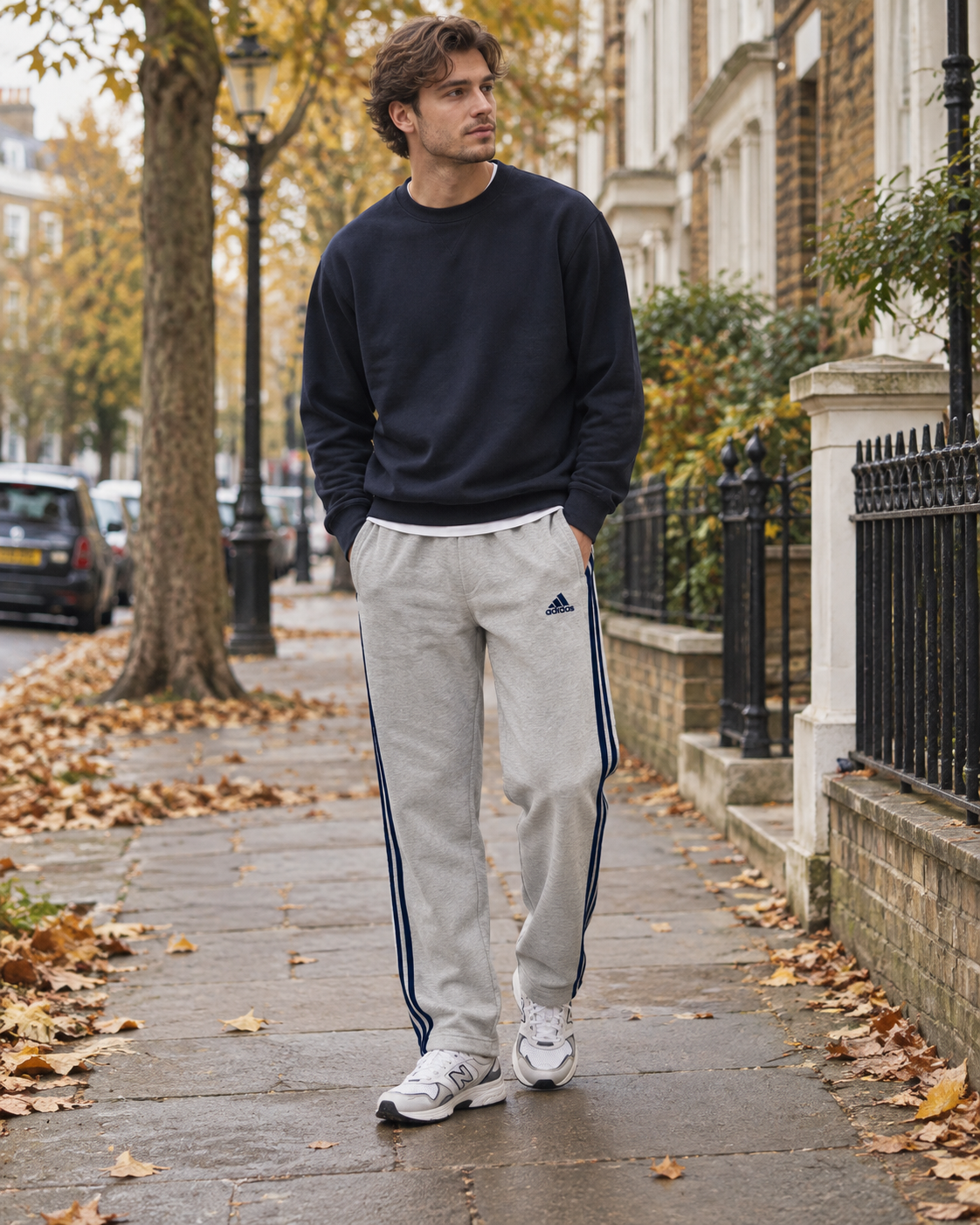 Adidas Ανδρικό Παντελόνι Φόρμας Γκρι - XL
