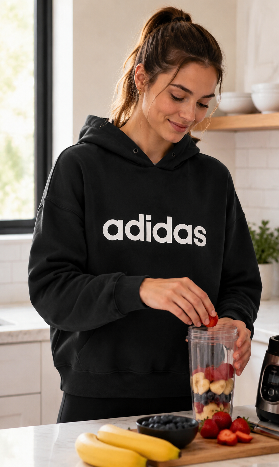 Adidas Γυναικείο Φούτερ με Κουκούλα – Μαύρο