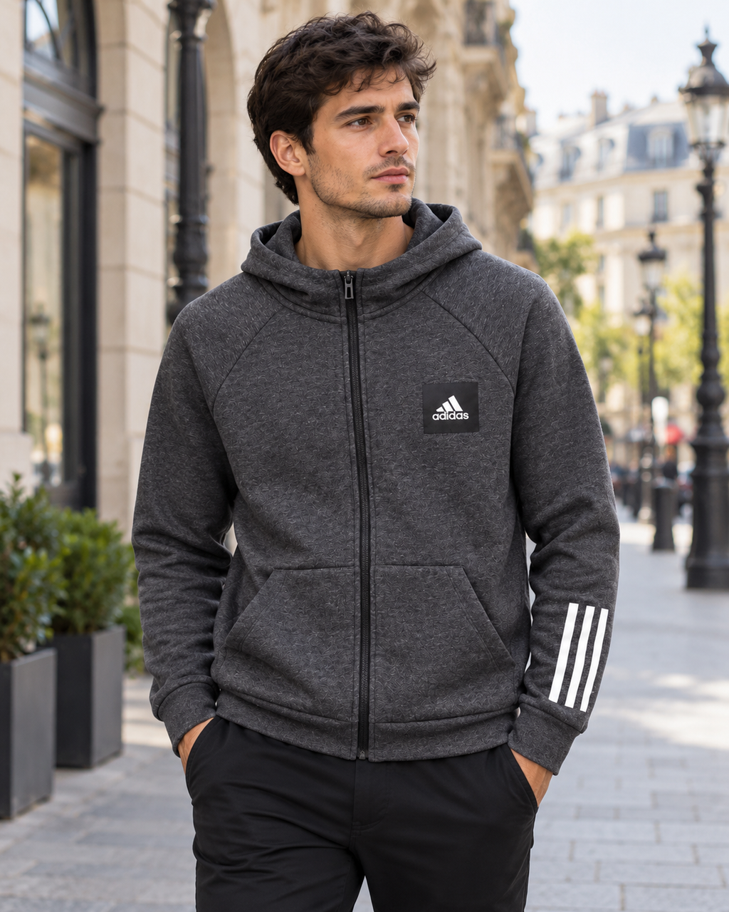 Adidas Παιδική Ζακέτα Γκρι - XL
