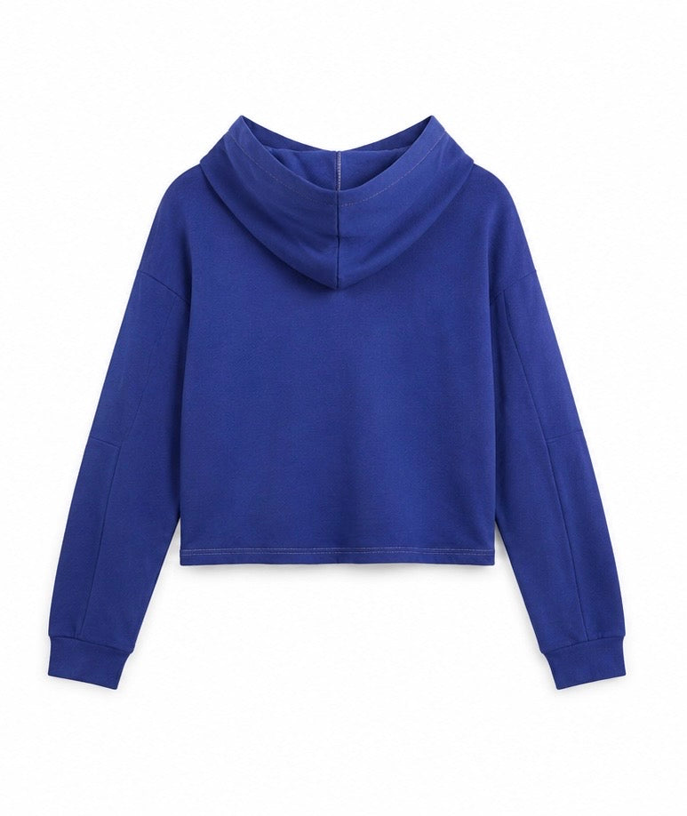 Puma Γυναικείο Crop Φούτερ Hoodie – Μπλε – M