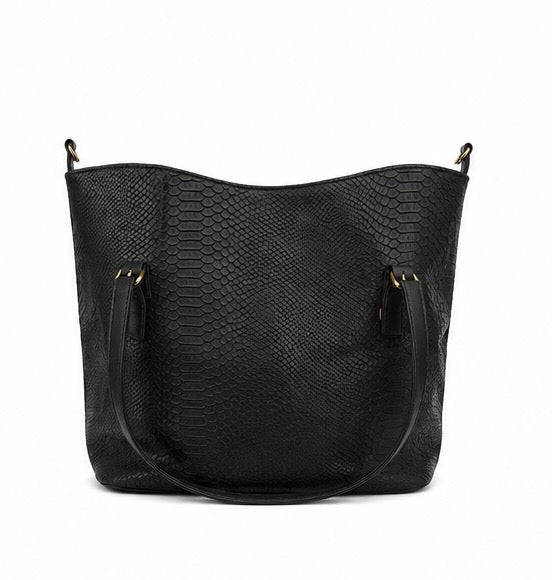Michael Kors Snake-Embossed Tote Bag – Black